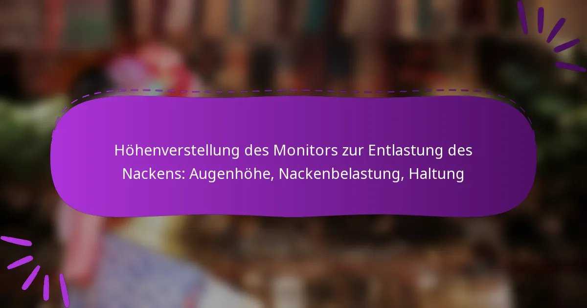 Höhenverstellung des Monitors zur Entlastung des Nackens: Augenhöhe, Nackenbelastung, Haltung