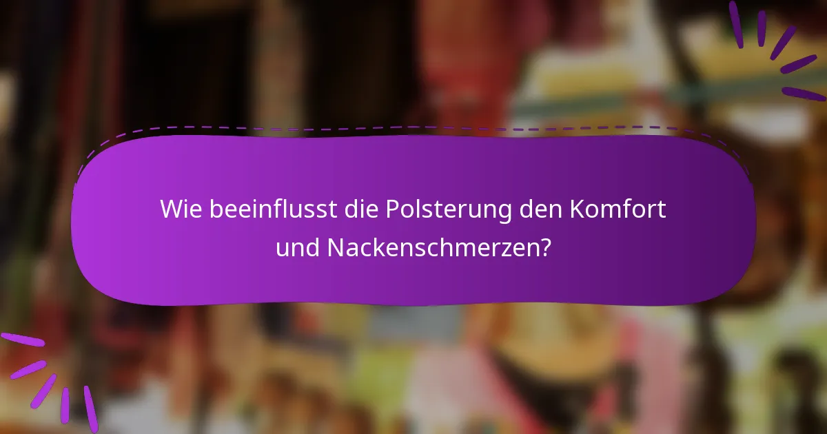 Wie beeinflusst die Polsterung den Komfort und Nackenschmerzen?
